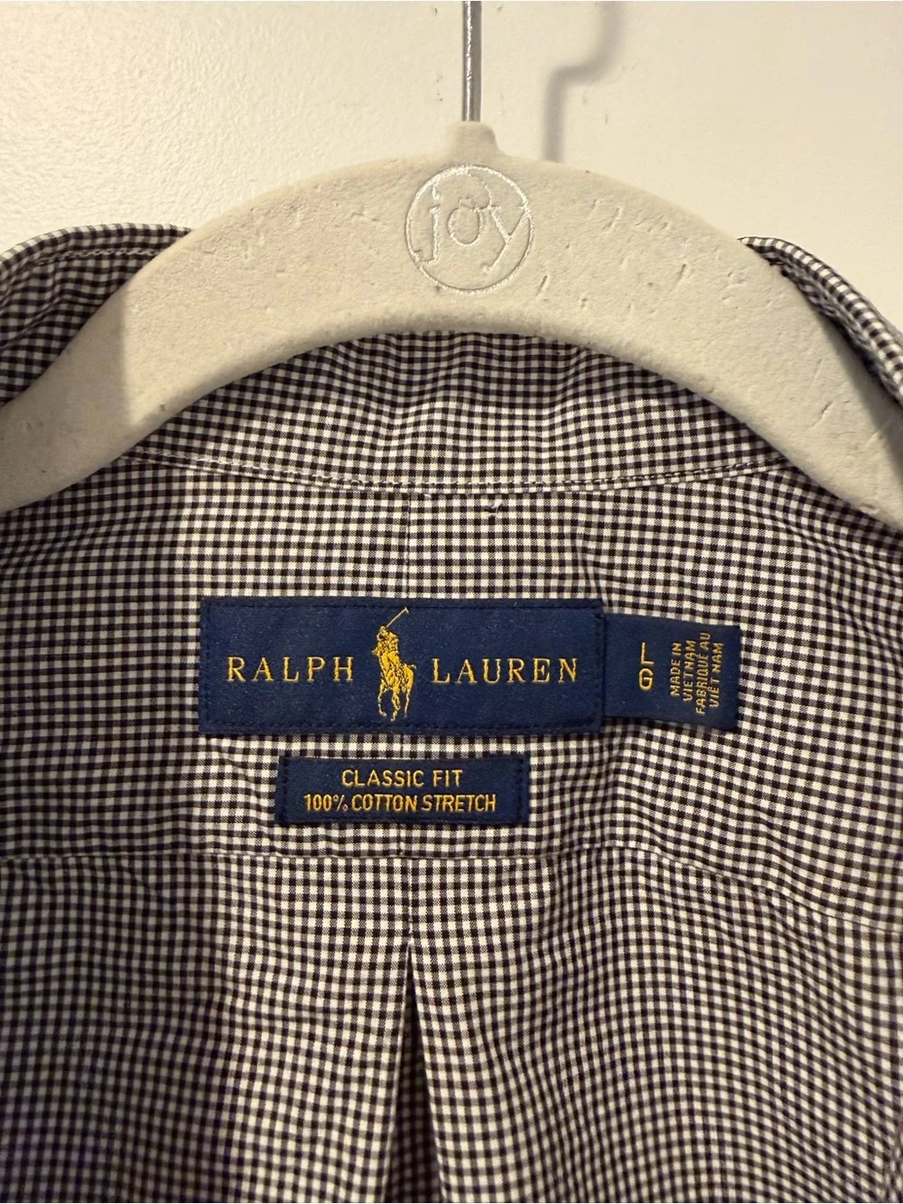 Ralph Lauren Black & White Micro-Check Button-Down Shirt - size Large - Picture 3 of 7